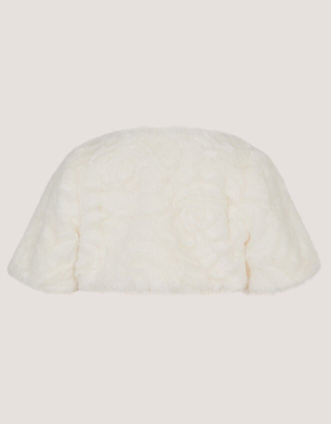 Baby Rose Faux Fur Cardigan, Ivory (IVORY), large