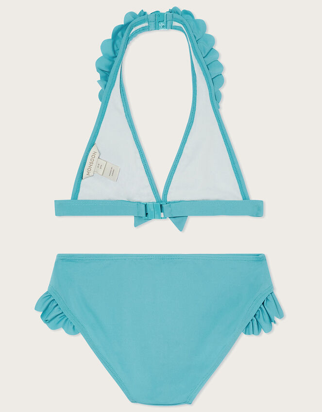 Plain Triangle Bikini Set, Blue (BLUE), large