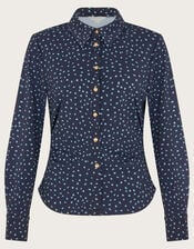 Novie Polka Dot Jersey Shirt, Blue (NAVY), large