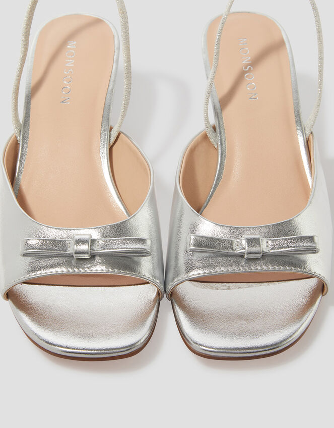 Frida Metallic Slingback Kitten Heels, Silver (SILVER), large