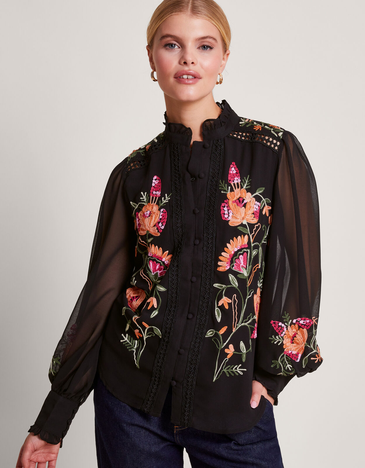 Embroidered blouse sale
