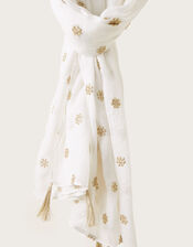 Embroidered Scarf, White (WHITE), large