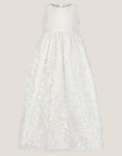 Baby Floral Appliqu&eacute; Christening Dress, Ivory (IVORY), large