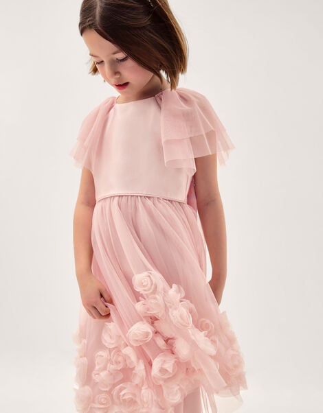Eden Appliqu&eacute; Rose Tulle Dress, Pink (DUSKY PINK), large
