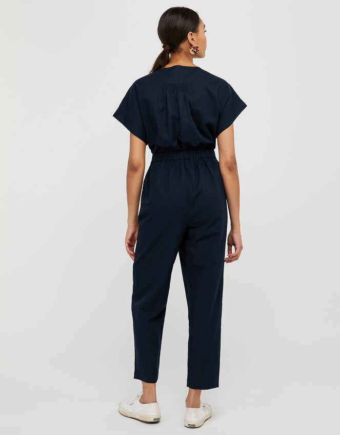 Vanessa Jumpsuit in Linen and Organic Cotton, Blue (NAVY), large