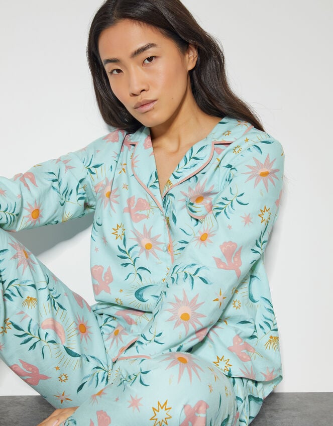 Celeste Celestial Print Pyjama Set, Teal (TEAL), large