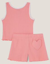 Floral Jersey Short Pyjamas Set, Orange (CORAL), large