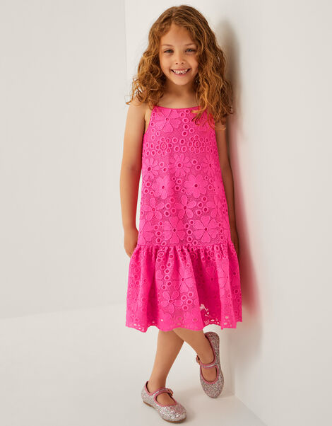 Harper Lace Daisy Bow Dress, Pink (MAGENTA), large