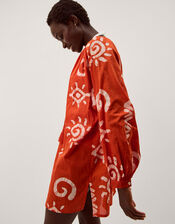 Mafalda Sun Print Mini Kaftan, Orange (ORANGE), large