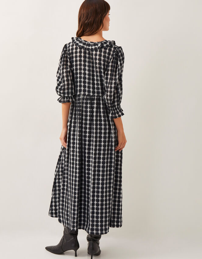 Violet Check Bow Maxi Dress, Black (BLACK), large