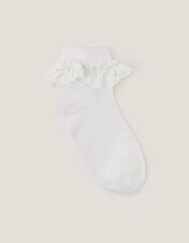 Flower Lace Socks, White (WHITE), large