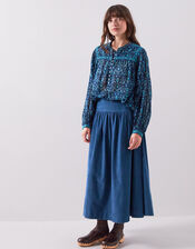 East Bridget Floral Print Top, Blue (NAVY), large