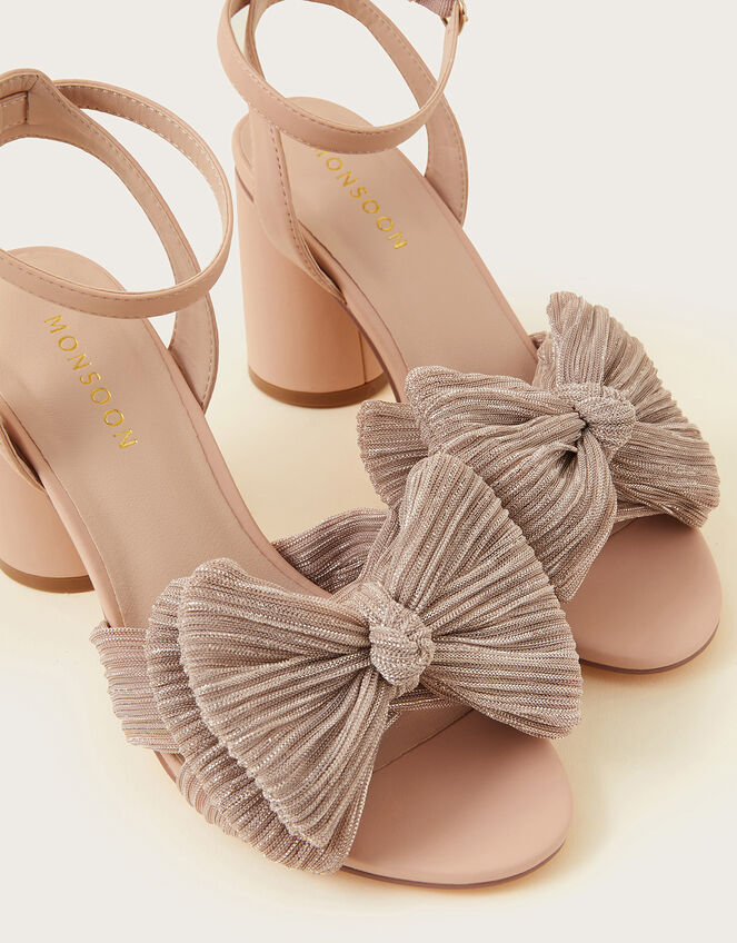 Bow Heel Sandals, Nude (NUDE), large