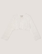Baby Carmela Crochet Cardigan, Ivory (IVORY), large