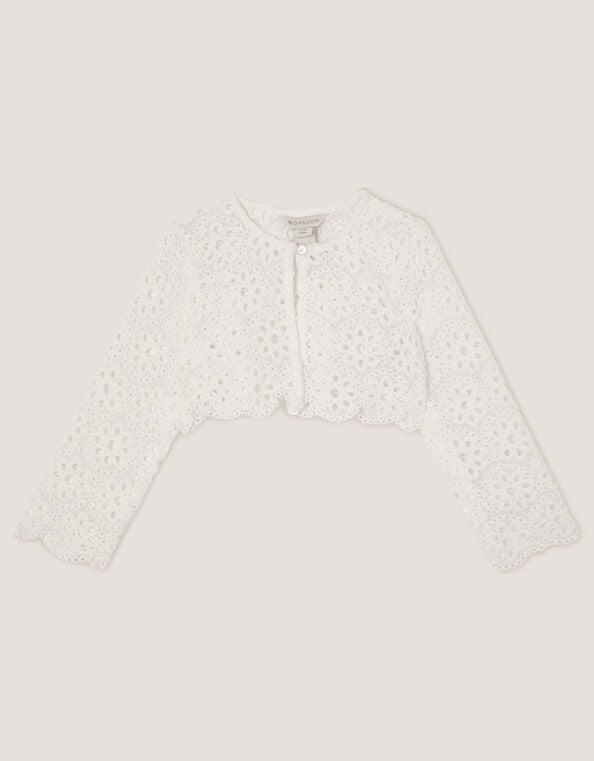 Baby Carmela Crochet Cardigan, Ivory (IVORY), large