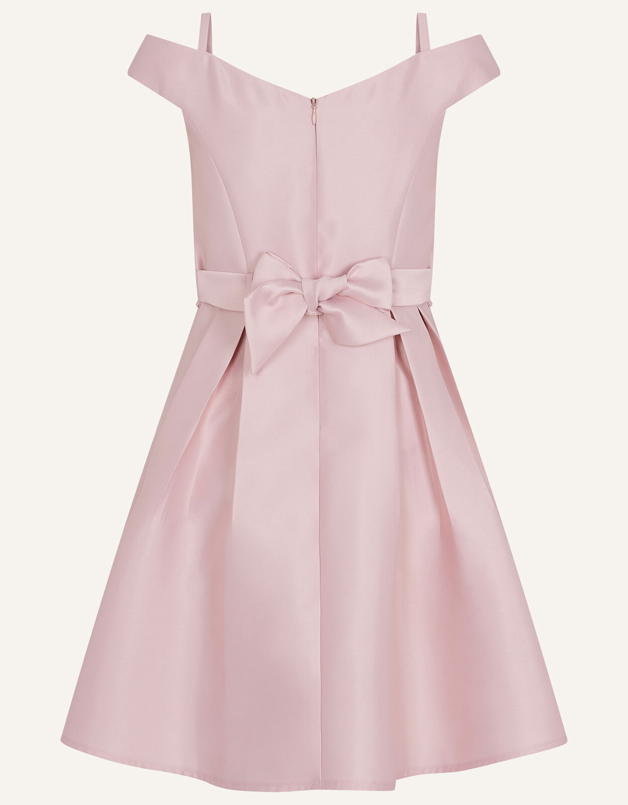 Duchess Twill Bardot Prom Dress Pink