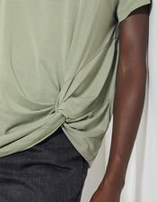 Tawn Twist Front Jersey T-Shirt, Green (KHAKI), large