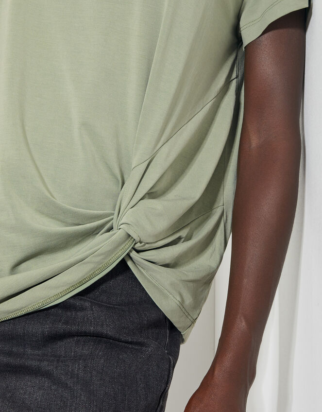 Tawn Twist Front Jersey T-Shirt, Green (KHAKI), large