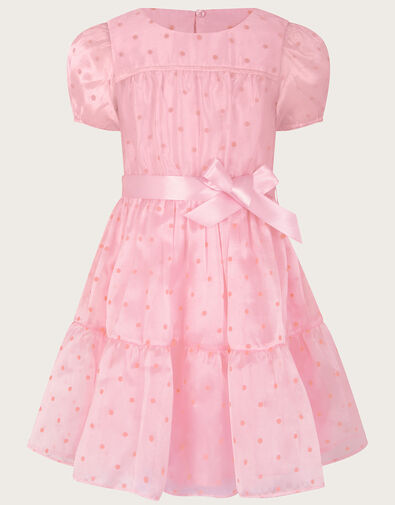 Flock Spot Short Sleeve Dress Pink, Pink (PINK), large