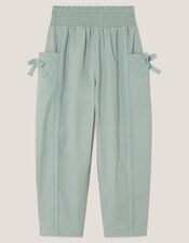 Lace Trim Barrel Pants, Green (GREEN), large