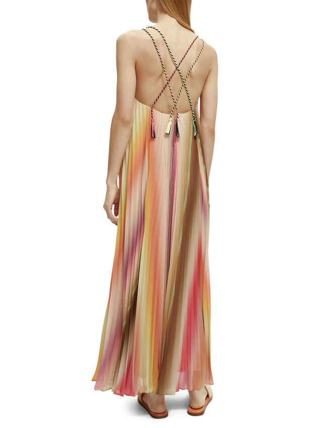 Scotch and Soda Pleated Tank Top Maxi Dress Shorter Length, Multi (MULTI), large