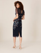 Eva Floral Embroidered Shift Dress, Blue (NAVY), large