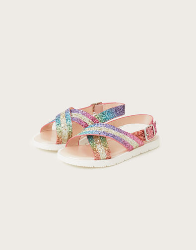Rainbow Dazzle Criss-Cross Sandals, Multi (MULTI), large