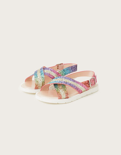 Rainbow Dazzle Criss-Cross Sandals, Multi (MULTI), large