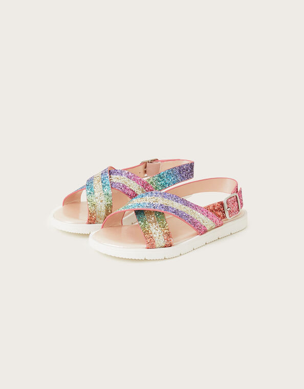 Rainbow Dazzle Criss-Cross Sandals, Multi (MULTI), large