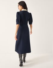 Clay Collar Jersey Midi Dress, Blue (NAVY), large