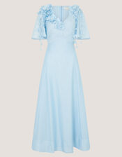 Clarissa Floral Appliqu&eacute; Midi Dress, Blue (PALE BLUE), large