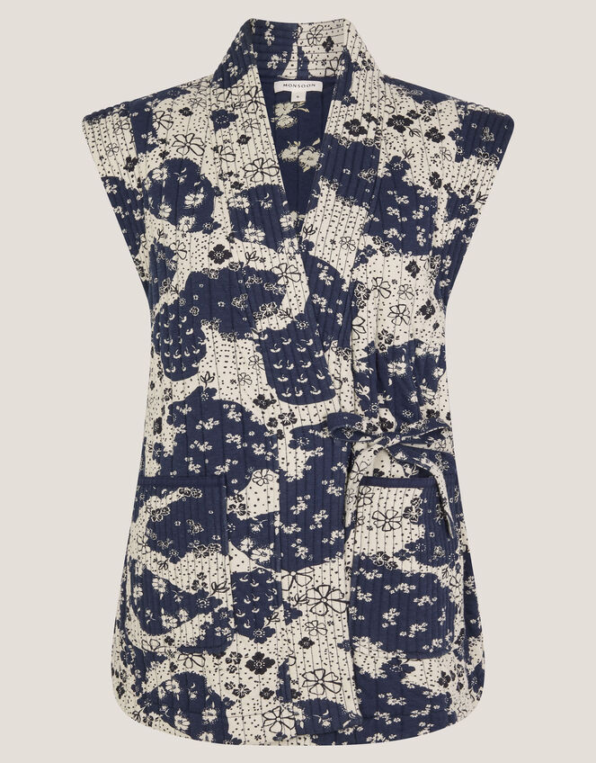 Alison Floral Quilted Gilet, Blue (NAVY), large