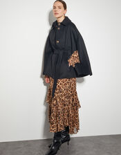 Cecily Military Cape Coat, Black (BLACK), large