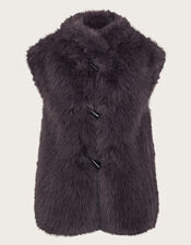 Della Faux Fur Gilet, Brown (CHOCOLATE), large