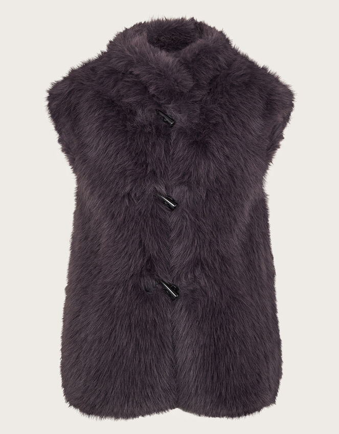 Della Faux Fur Gilet, Brown (CHOCOLATE), large