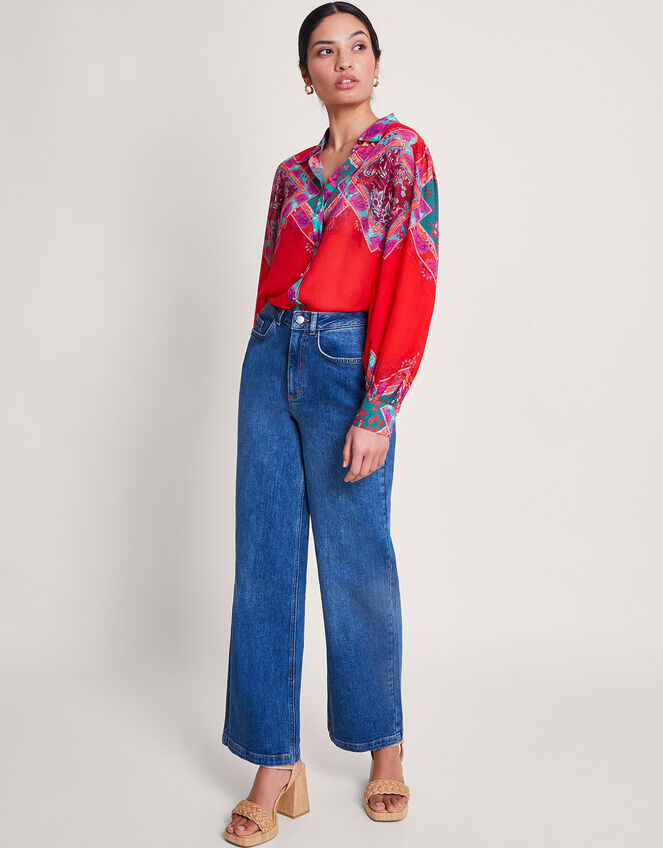 Tiffany Print Blouse, Red (RED), large