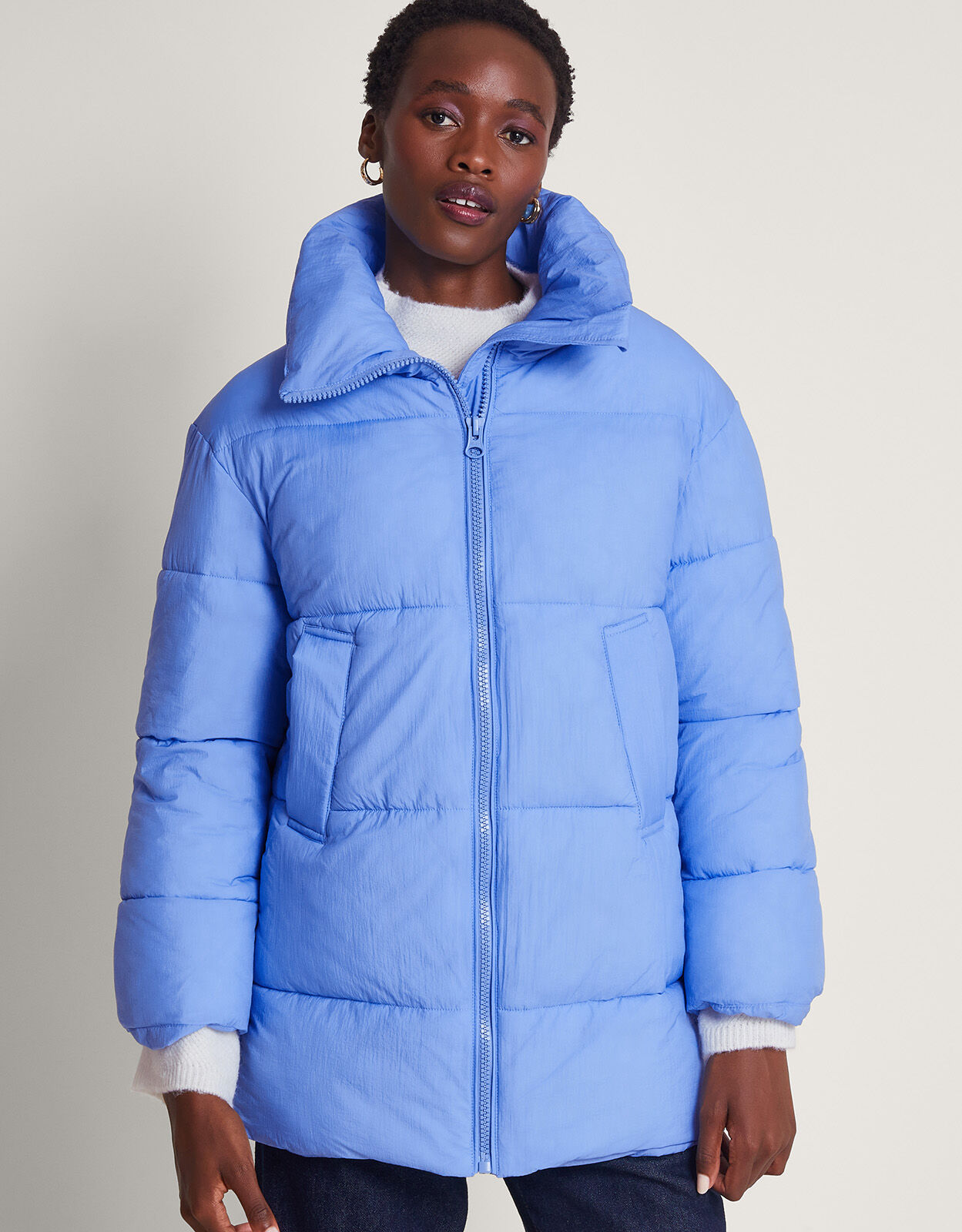 Royal blue bubble top coat