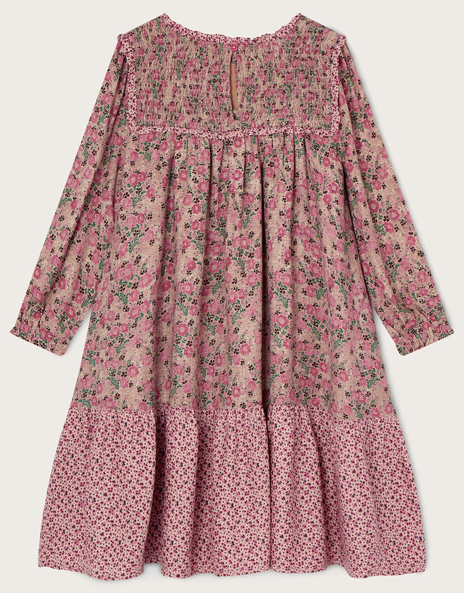 Ditsy Woven Long Sleeve Dress, Pink (PINK), large