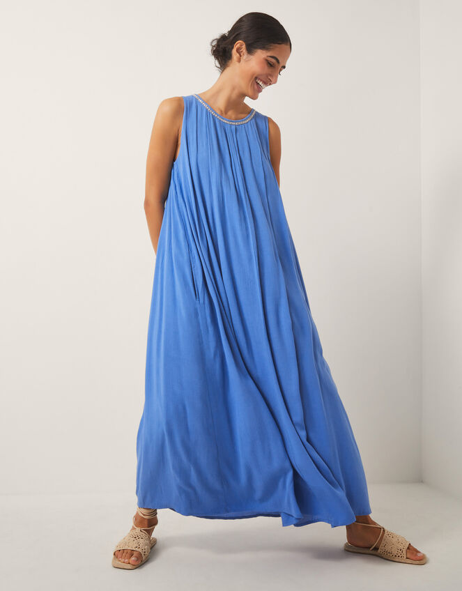 Luna Embellished Sleeveless Maxi Dress, Blue (BLUE), large