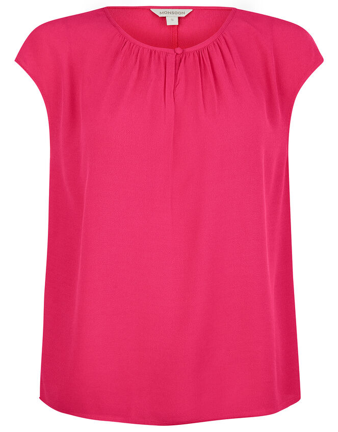 Short Sleeve Blouse with LENZING™ ECOVERO™, Pink (PINK), large
