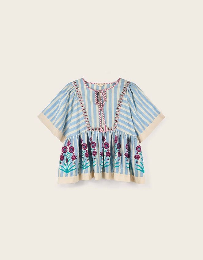 East Rylea Printed Cotton Top, Blue (BLUE), large