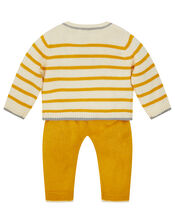 Newborn Bear Stripe Knit Set, Yellow (MUSTARD), large