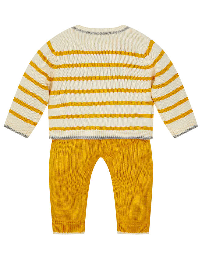 Newborn Bear Stripe Knit Set, Yellow (MUSTARD), large