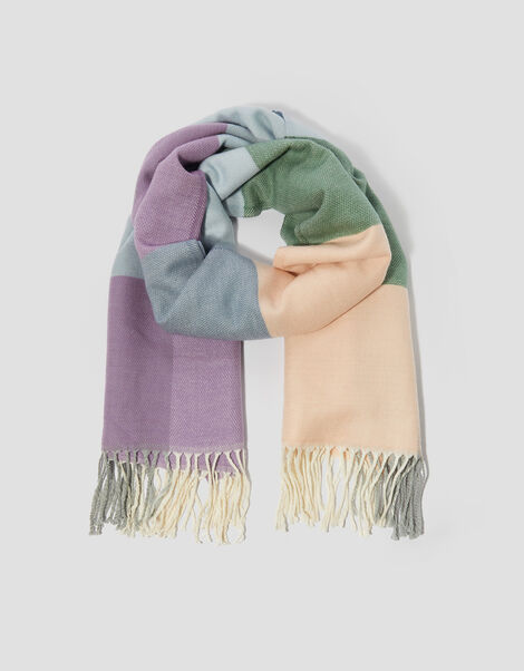 Alma Check Tassel Scarf, , large