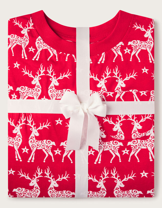 Reindeer Jersey Long Pyjamas Set, Red (RED), large