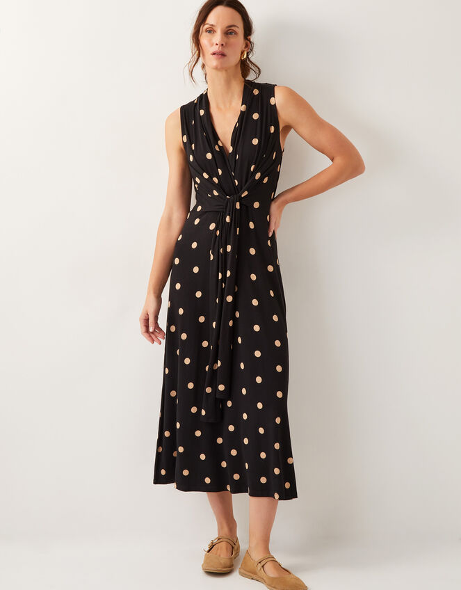 Sareesha Polka Dot Midi Dress, Black (BLACK), large