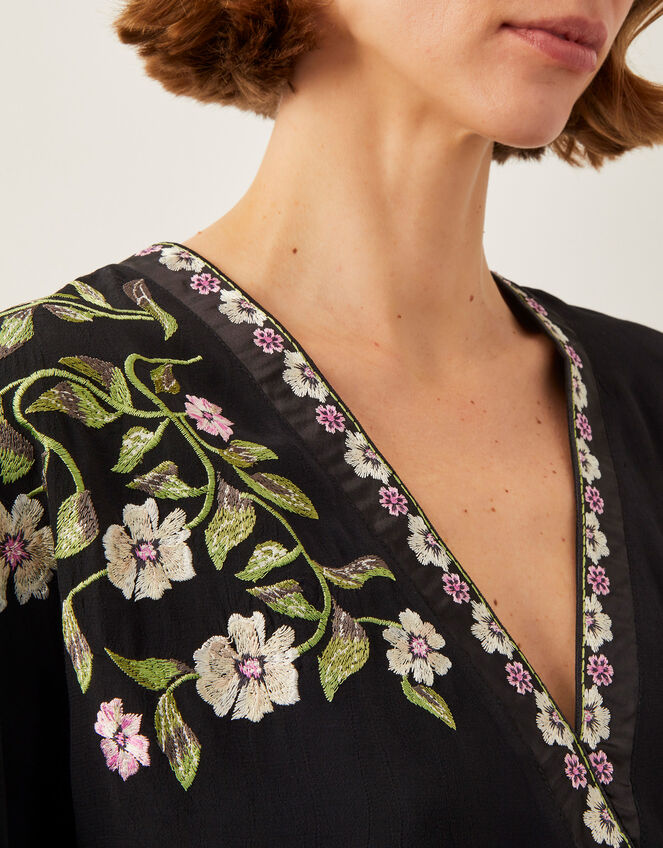 Alison V-Neck Floral Embroidered Top Black | Tops & T-shirts | Monsoon ...