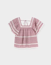 East Alina Printed Floral Lace Insert Top, Pink (PINK), large