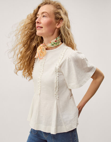 Ria Ruffle Jersey T-Shirt, Ivory (IVORY), large