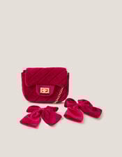 Velvet Mini Bag & Hair Clips Set, , large